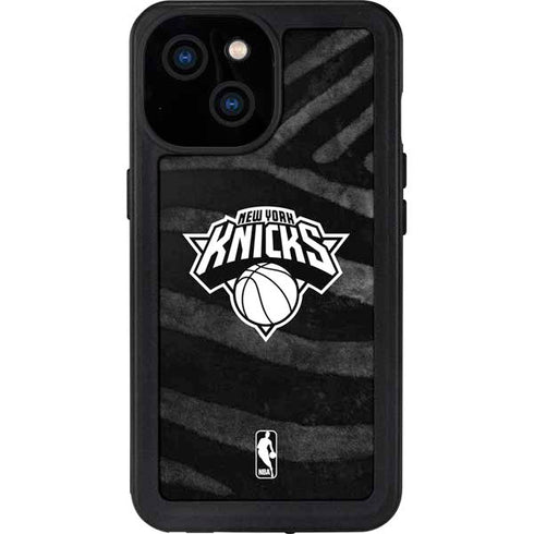 NBA New York Knicks Black Animal Print iPhone 15 Waterproof Case